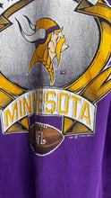 Load image into Gallery viewer, Vintage 1990s Purple Minnesota Vikings NFL Graphic T-shirt by Tultex
